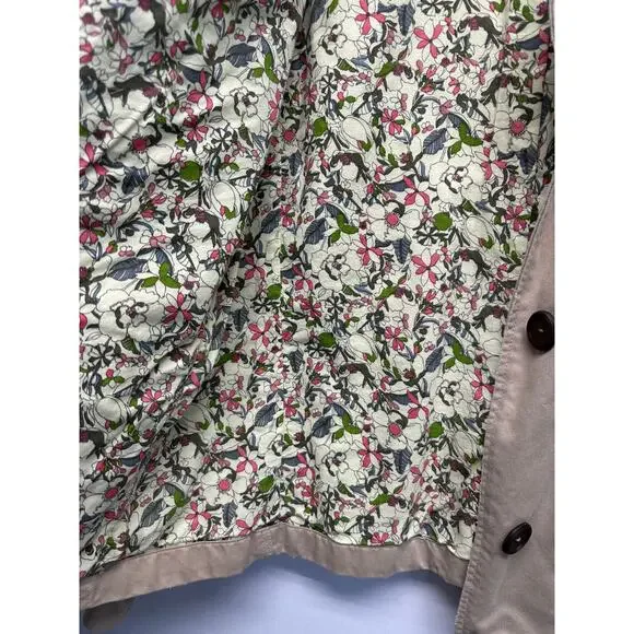 Old Navy Women's Utility Jacket Khaki Beige L Cotton Floral Lined Military Style - Picture 4 of 14